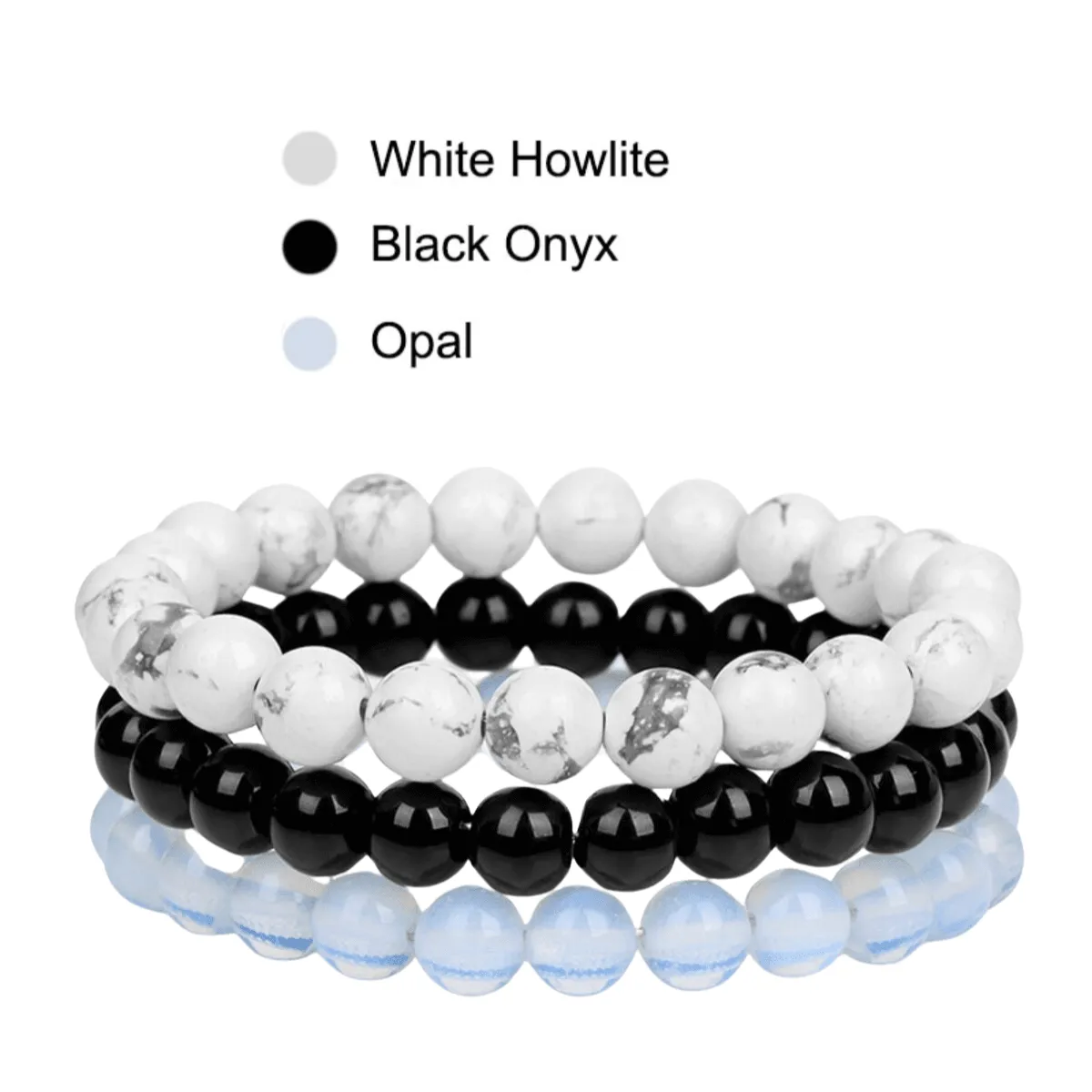 8mm 3Pcs Natural Stone Bracelet