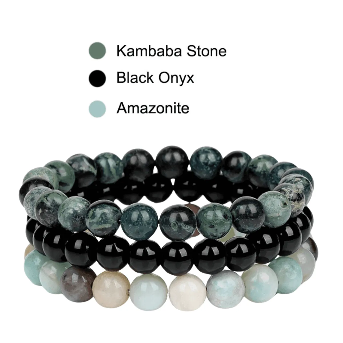 8mm 3Pcs Natural Stone Bracelet