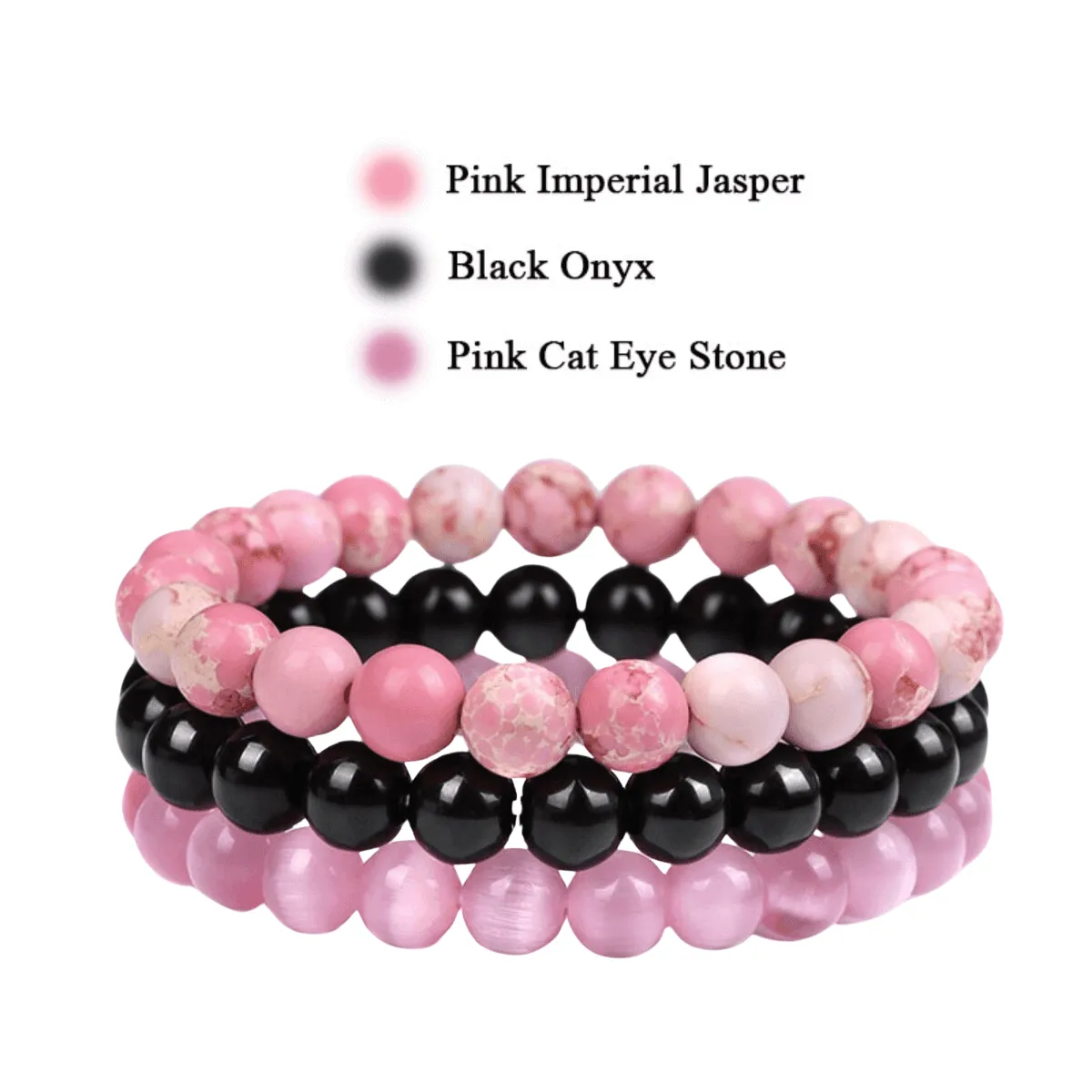 8mm 3Pcs Natural Stone Bracelet