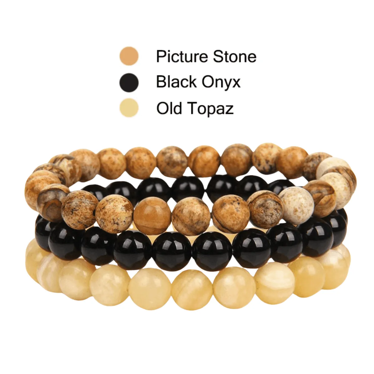 8mm 3Pcs Natural Stone Bracelet
