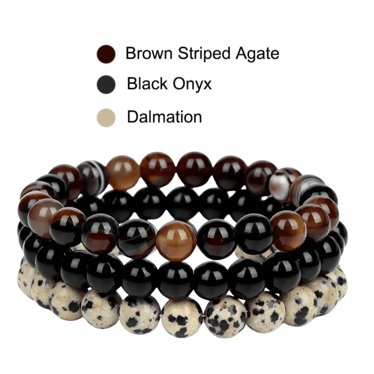 8mm 3Pcs Natural Stone Bracelet
