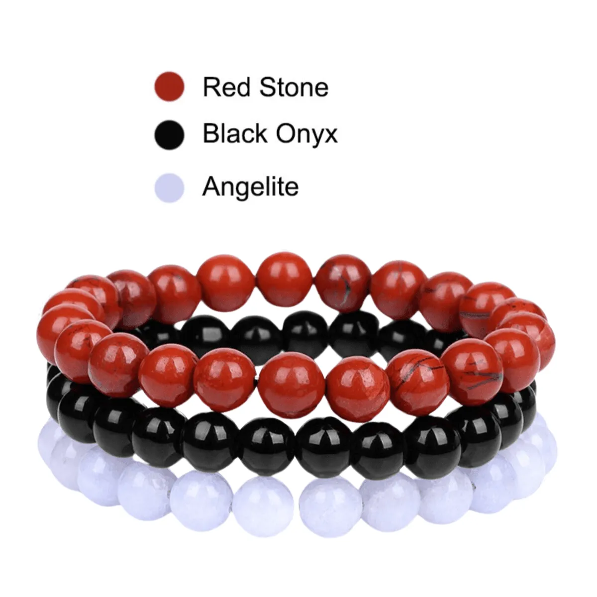 8mm 3Pcs Natural Stone Bracelet