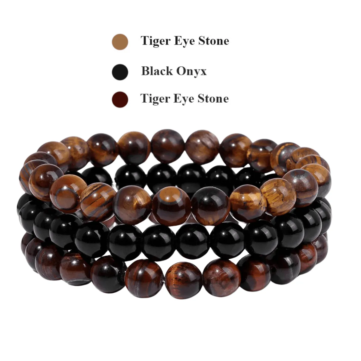 8mm 3Pcs Natural Stone Bracelet