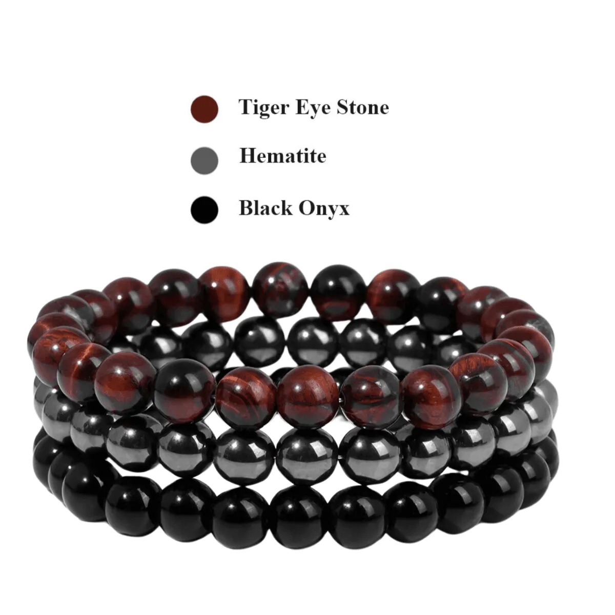 8mm 3Pcs Natural Stone Bracelet