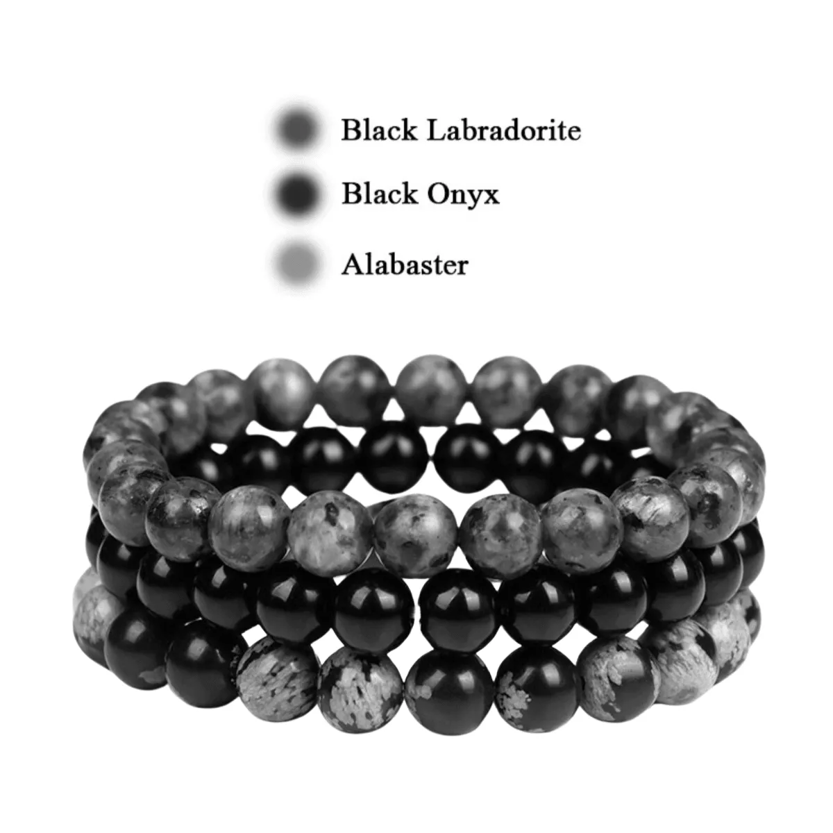 8mm 3Pcs Natural Stone Bracelet