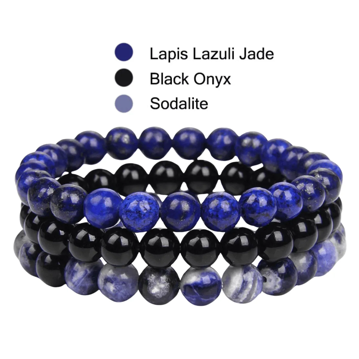 8mm 3Pcs Natural Stone Bracelet