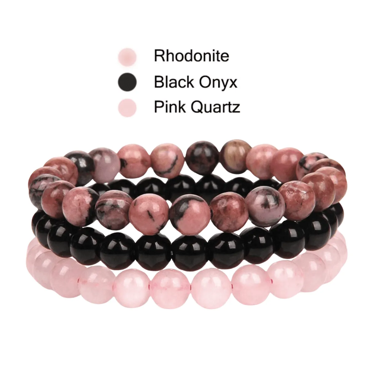 8mm 3Pcs Natural Stone Bracelet