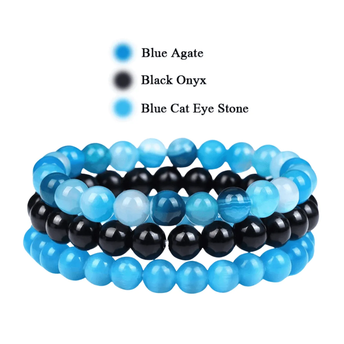8mm 3Pcs Natural Stone Bracelet