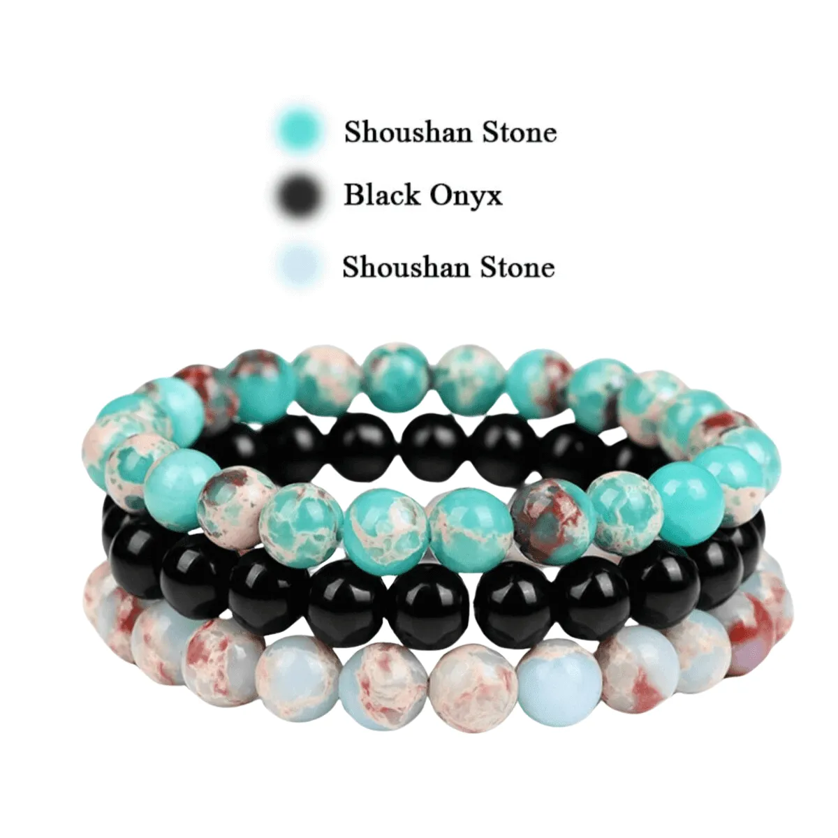8mm 3Pcs Natural Stone Bracelet
