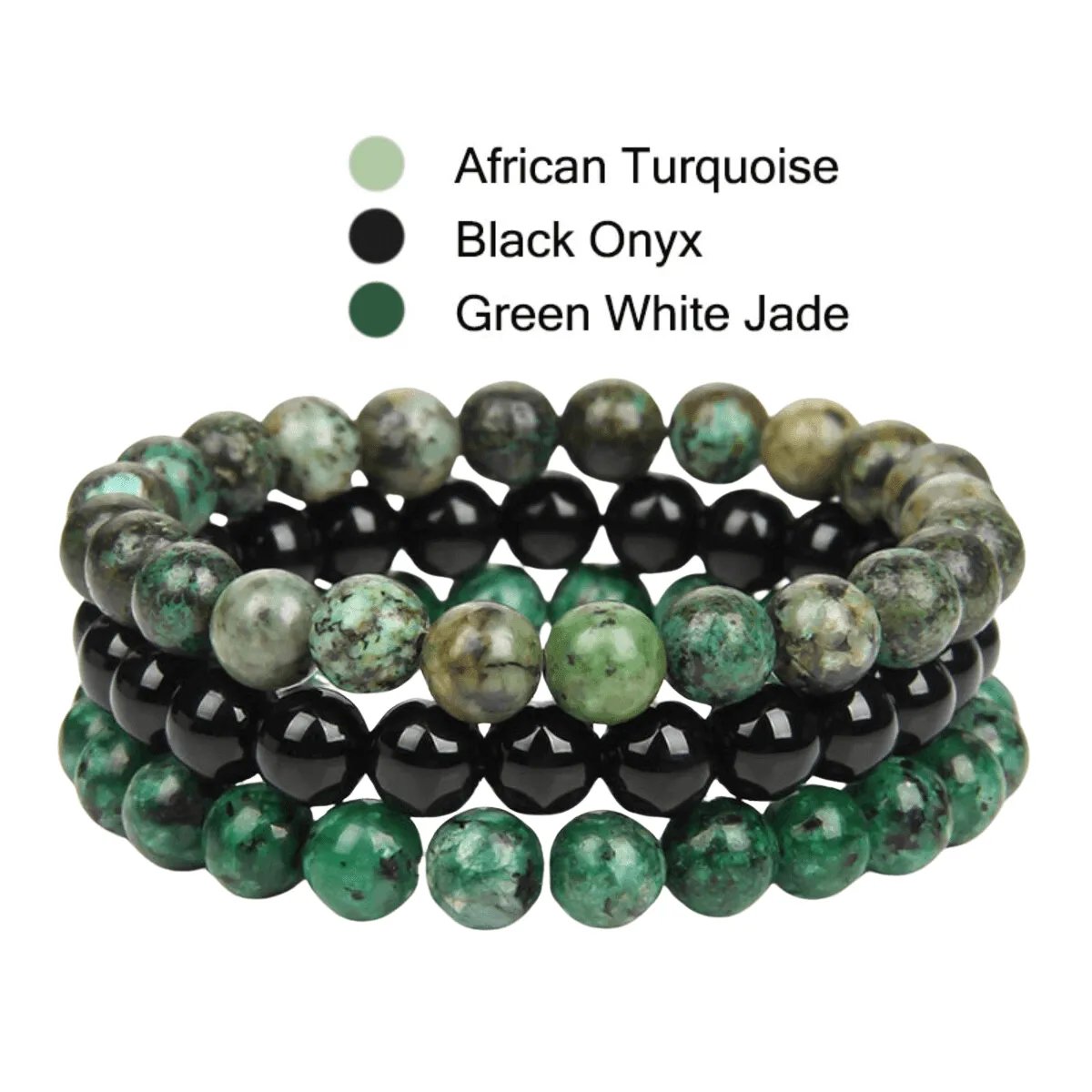 8mm 3Pcs Natural Stone Bracelet