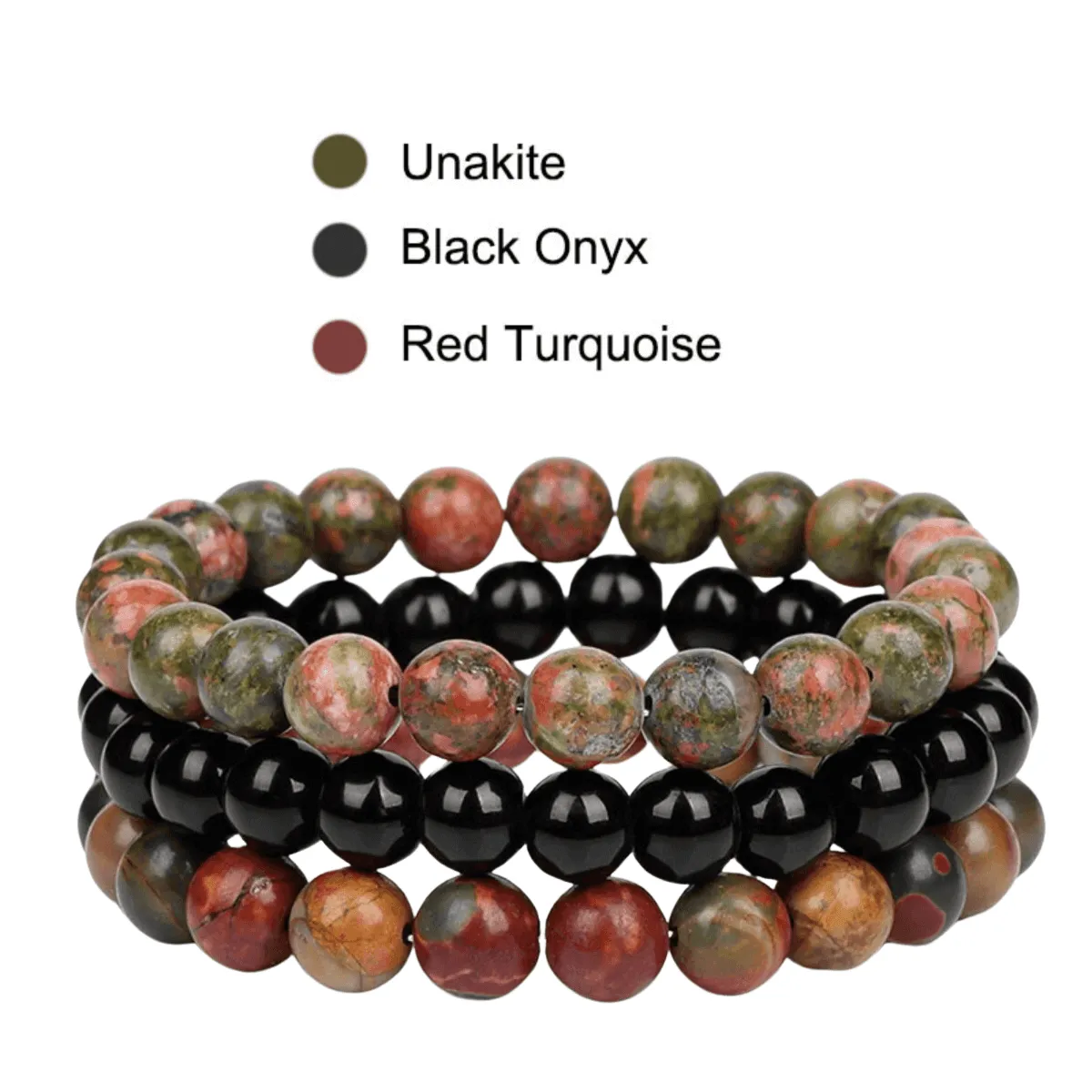 8mm 3Pcs Natural Stone Bracelet
