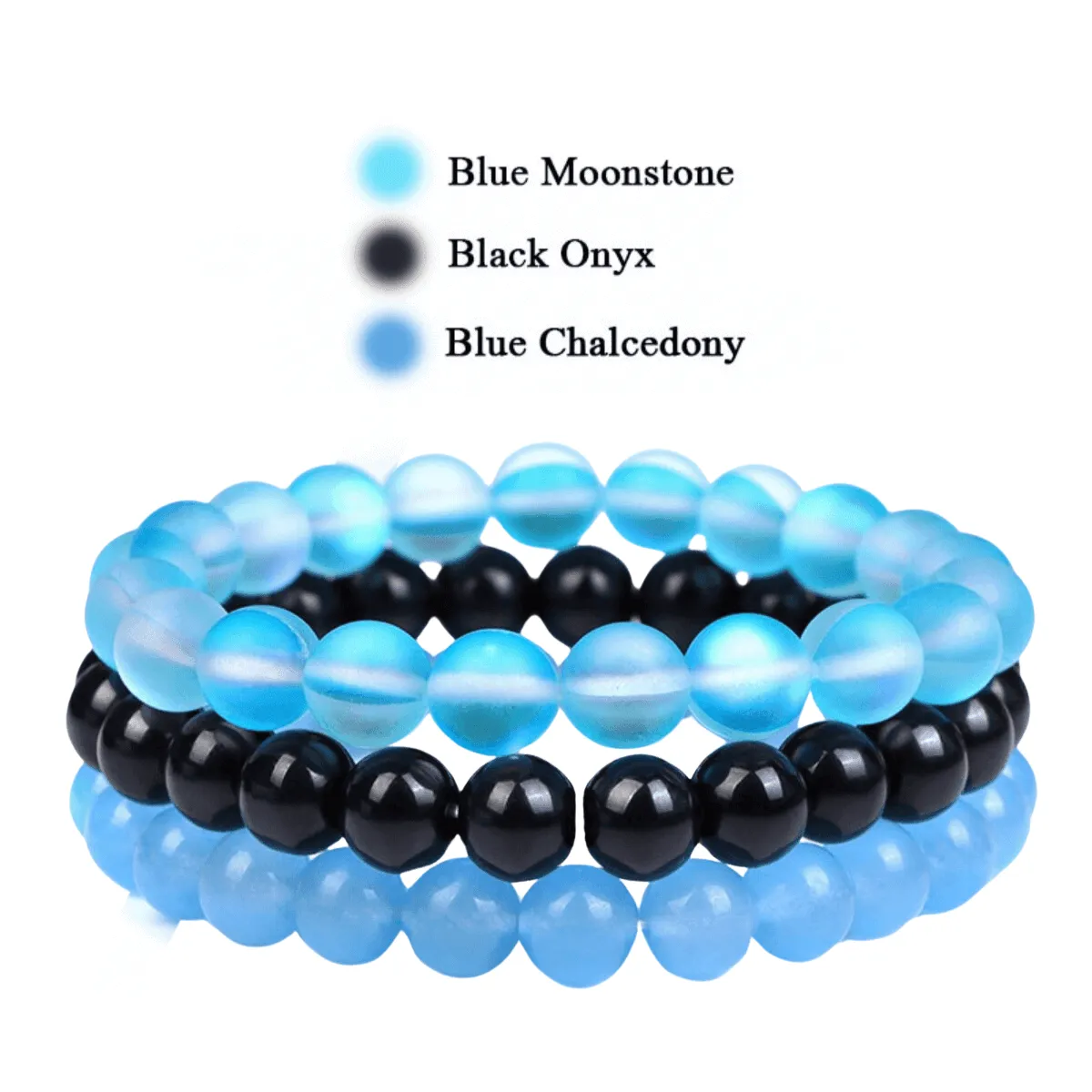 8mm 3Pcs Natural Stone Bracelet