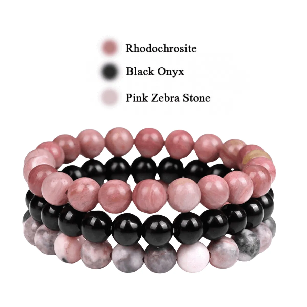 8mm 3Pcs Natural Stone Bracelet
