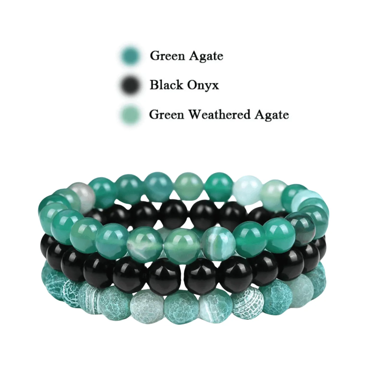 8mm 3Pcs Natural Stone Bracelet