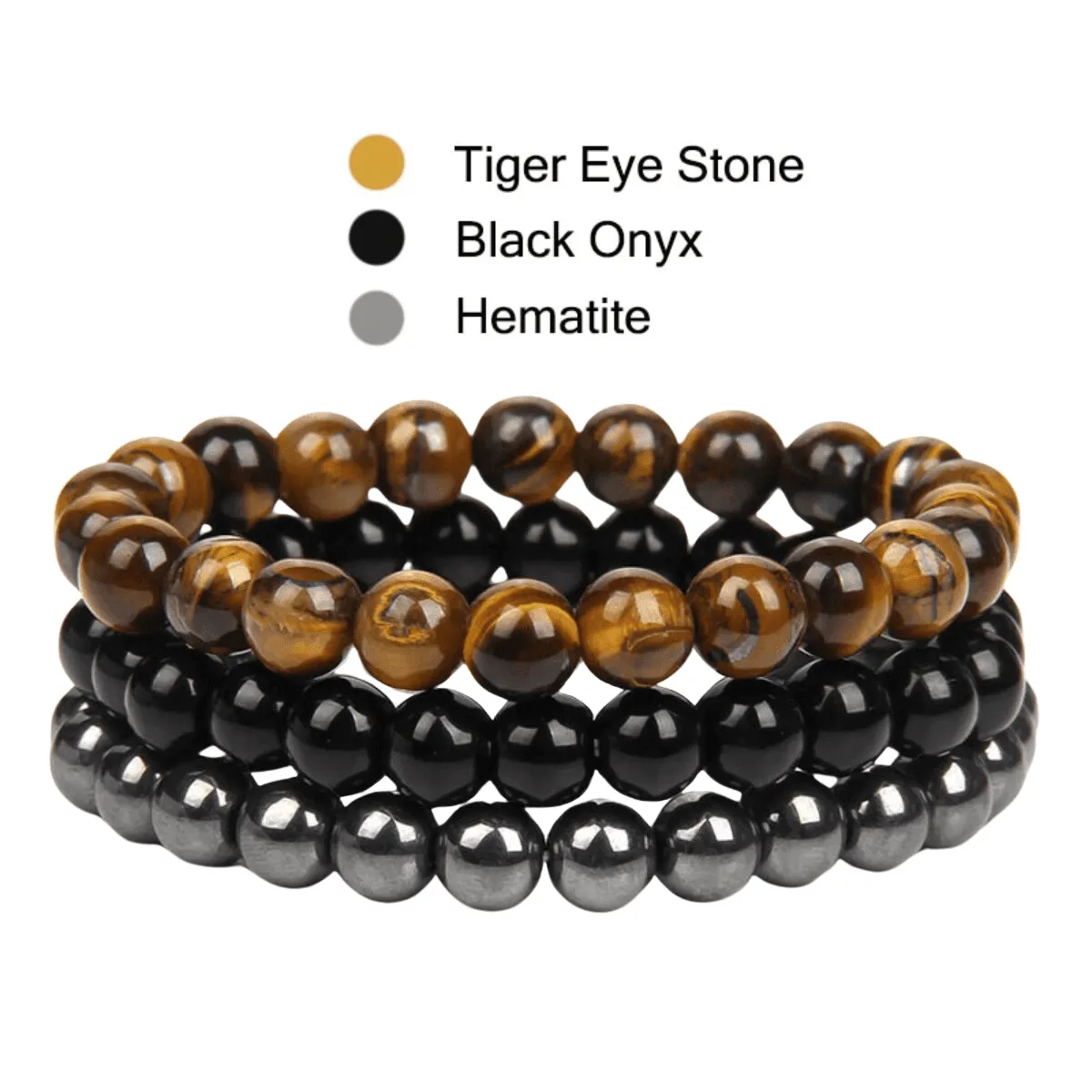 8mm 3Pcs Natural Stone Bracelet