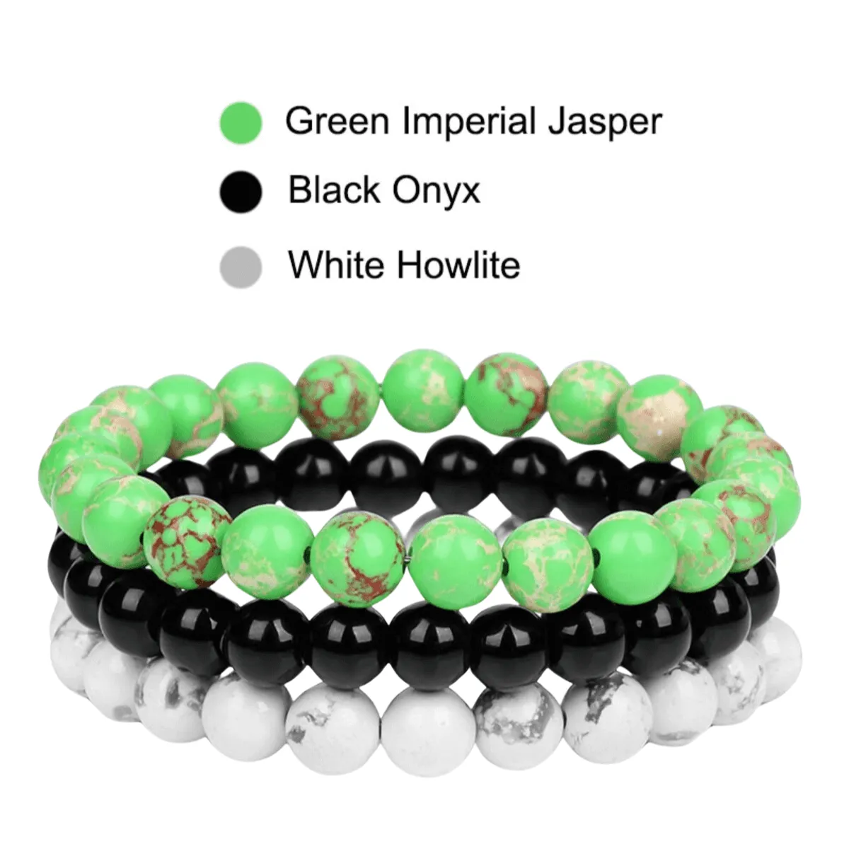 8mm 3Pcs Natural Stone Bracelet