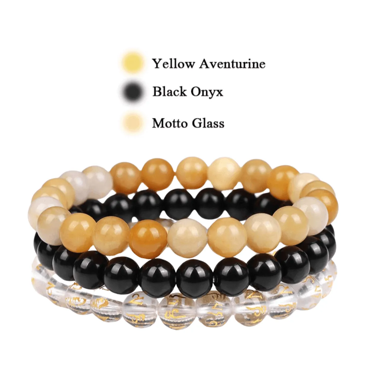 8mm 3Pcs Natural Stone Bracelet