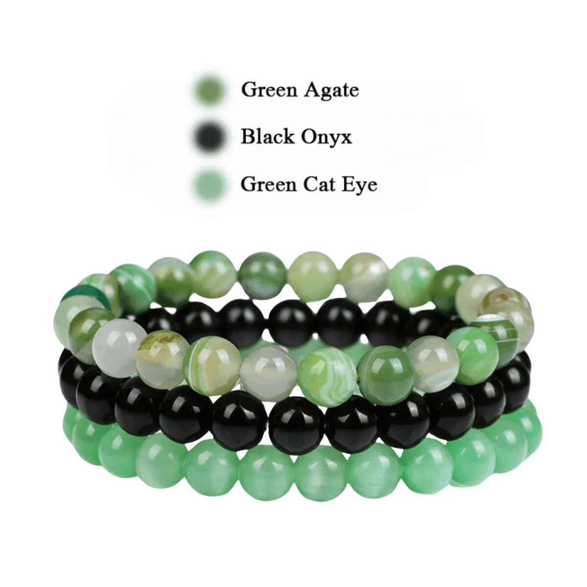 8mm 3Pcs Natural Stone Bracelet