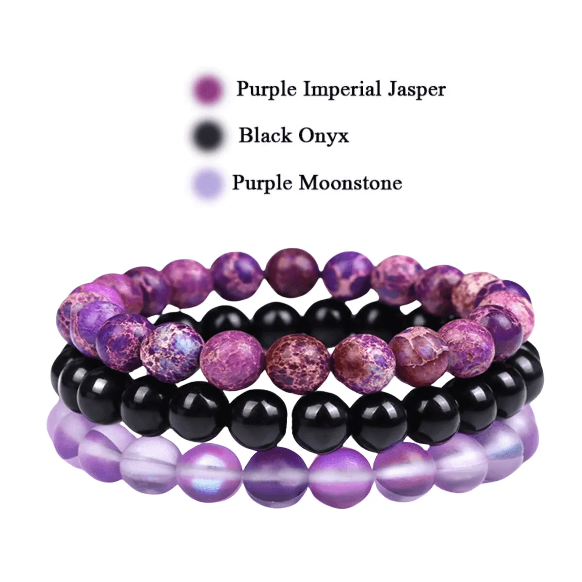 8mm 3Pcs Natural Stone Bracelet