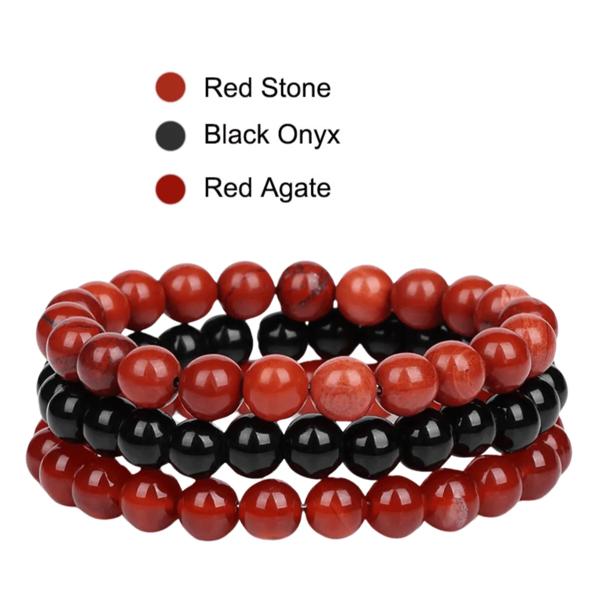 8mm 3Pcs Natural Stone Bracelet