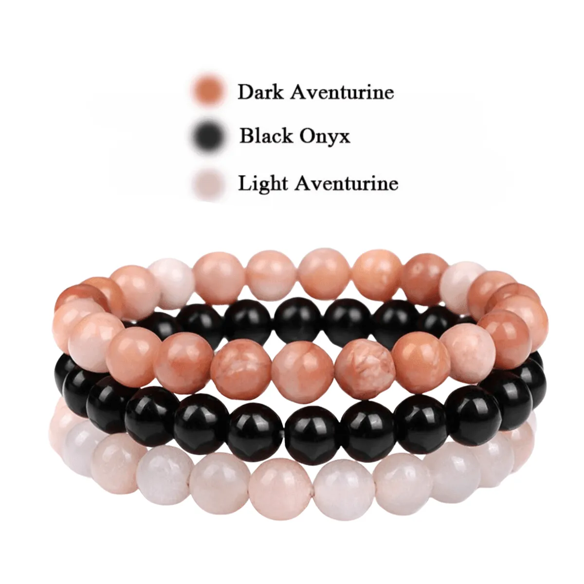 8mm 3Pcs Natural Stone Bracelet