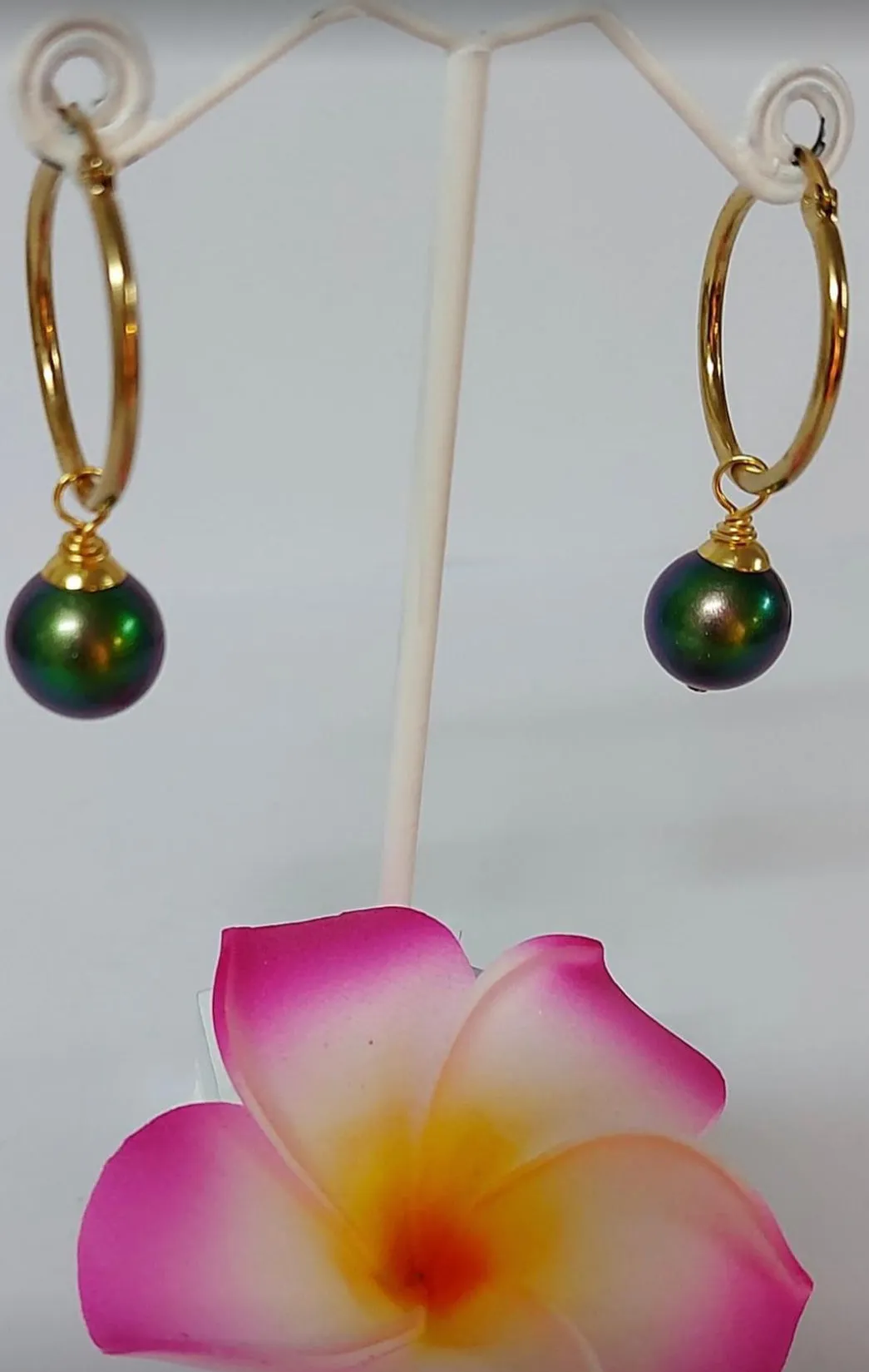 AIREENA - 12mm Dark Green Swarovski Pearl Full Set With 14K GF