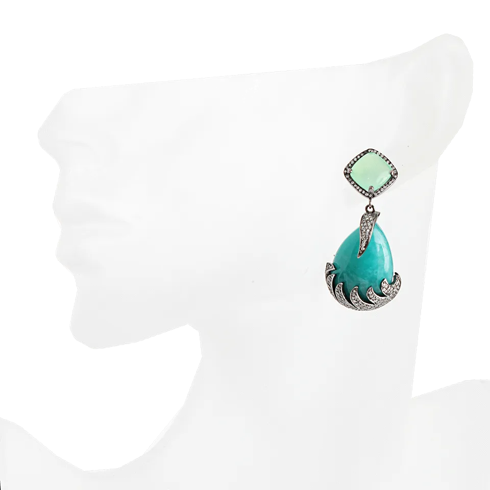 Amazonite and Chalcedony Drop Earrings