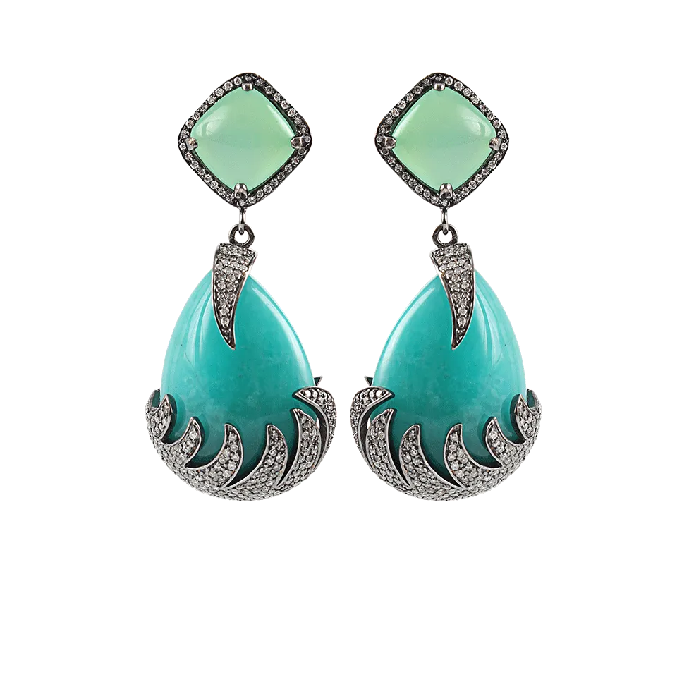 Amazonite and Chalcedony Drop Earrings
