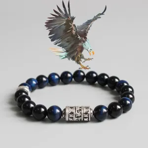 Aqua Eagle Eye Stones Beaded Totem Charm Bracelet
