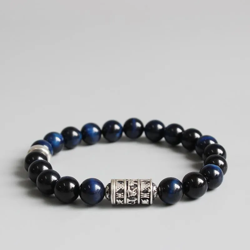Aqua Eagle Eye Stones Beaded Totem Charm Bracelet