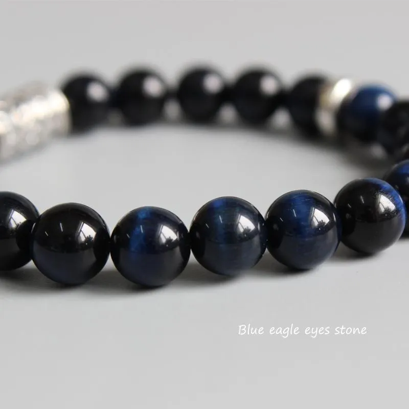 Aqua Eagle Eye Stones Beaded Totem Charm Bracelet