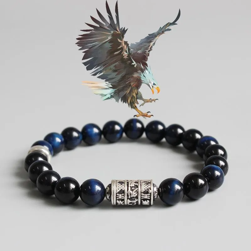 Aqua Eagle Eye Stones Beaded Totem Charm Bracelet