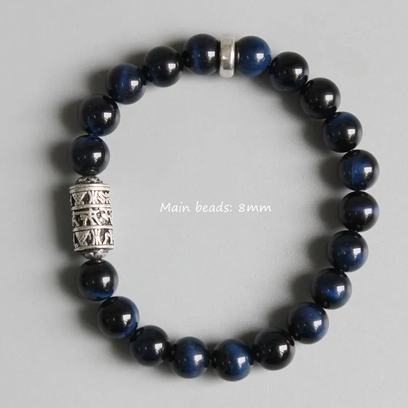 Aqua Eagle Eye Stones Beaded Totem Charm Bracelet