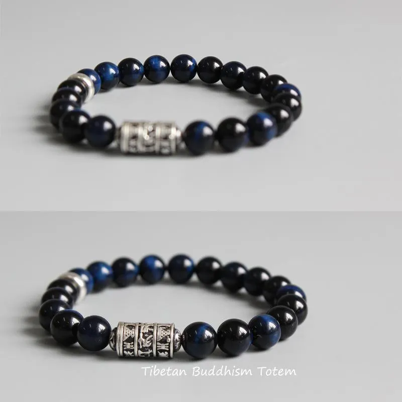 Aqua Eagle Eye Stones Beaded Totem Charm Bracelet