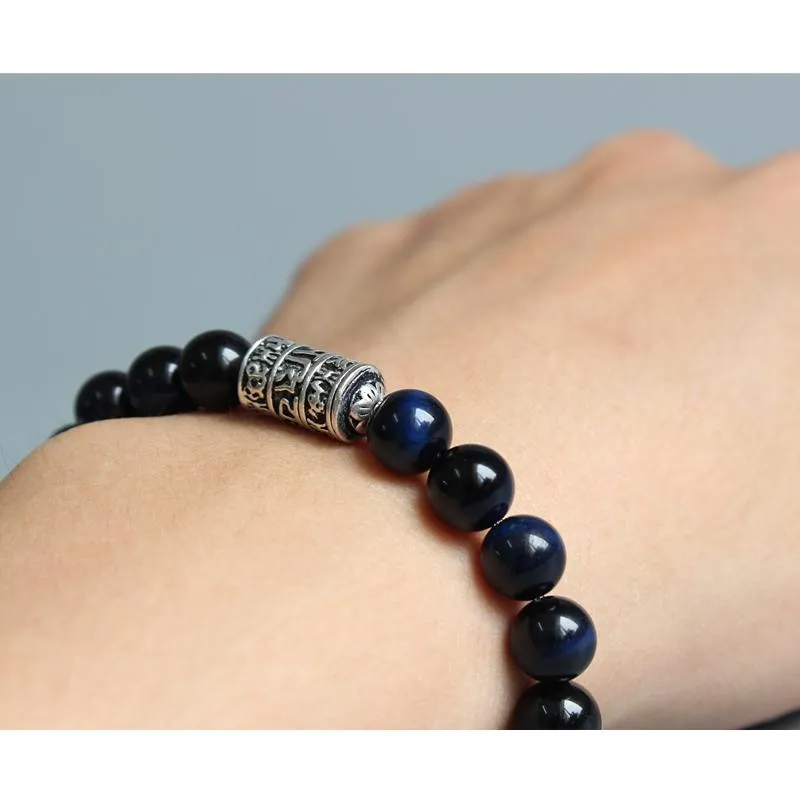 Aqua Eagle Eye Stones Beaded Totem Charm Bracelet