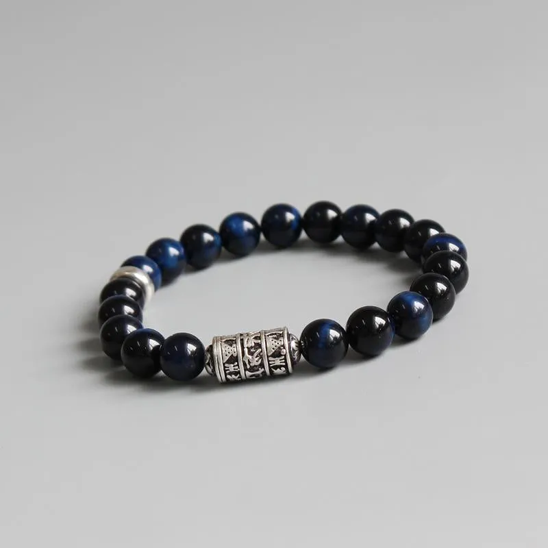 Aqua Eagle Eye Stones Beaded Totem Charm Bracelet