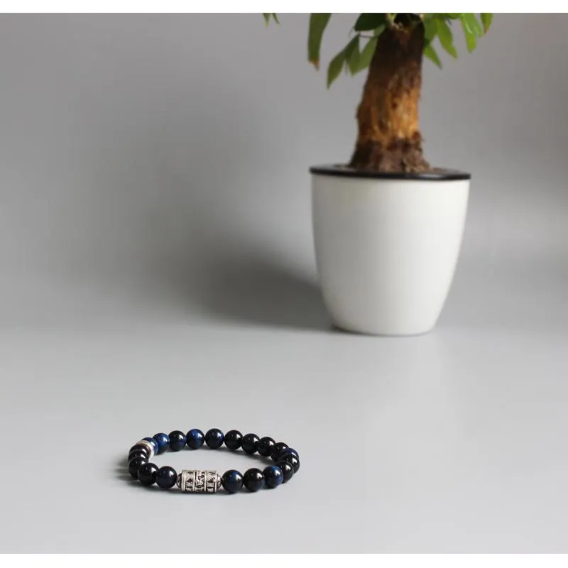 Aqua Eagle Eye Stones Beaded Totem Charm Bracelet