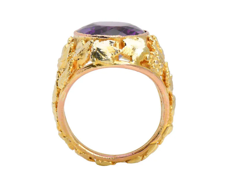 Art Nouveau Amethyst Grape Motif Ring