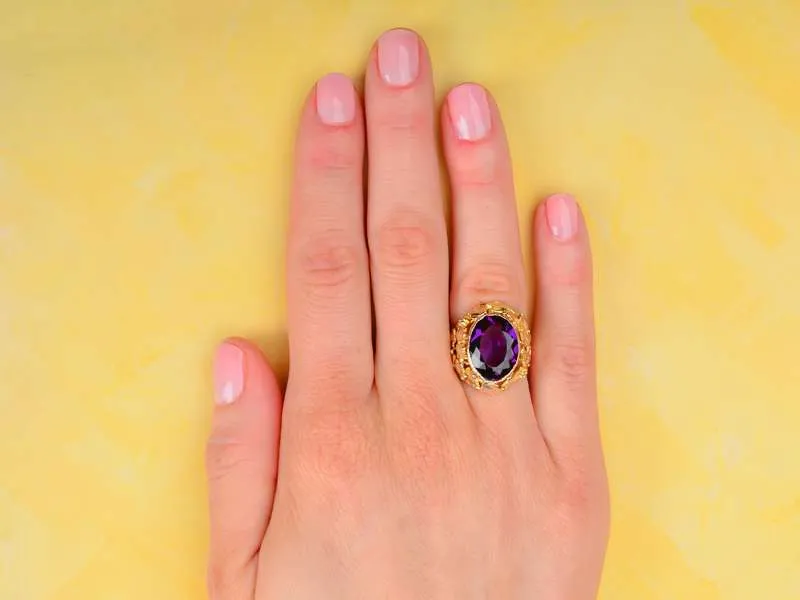 Art Nouveau Amethyst Grape Motif Ring