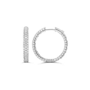 Artisan Pavé Hoop Earrings | White Gold