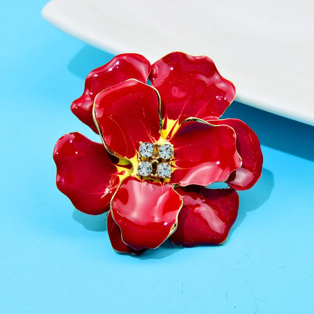 Beautiful Large Flower Brooches For Women Enamel Fashion Jewelry