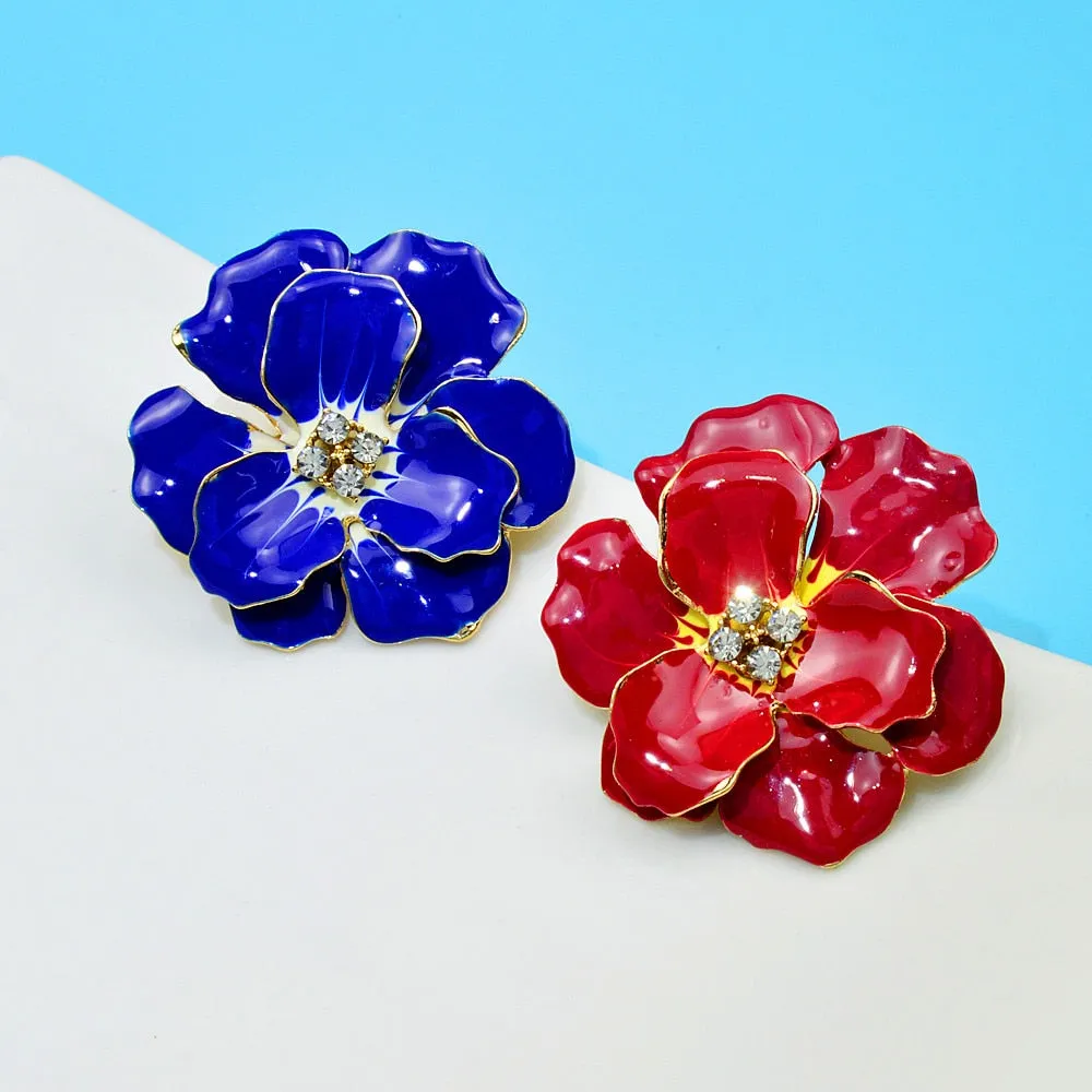 Beautiful Large Flower Brooches For Women Enamel Fashion Jewelry