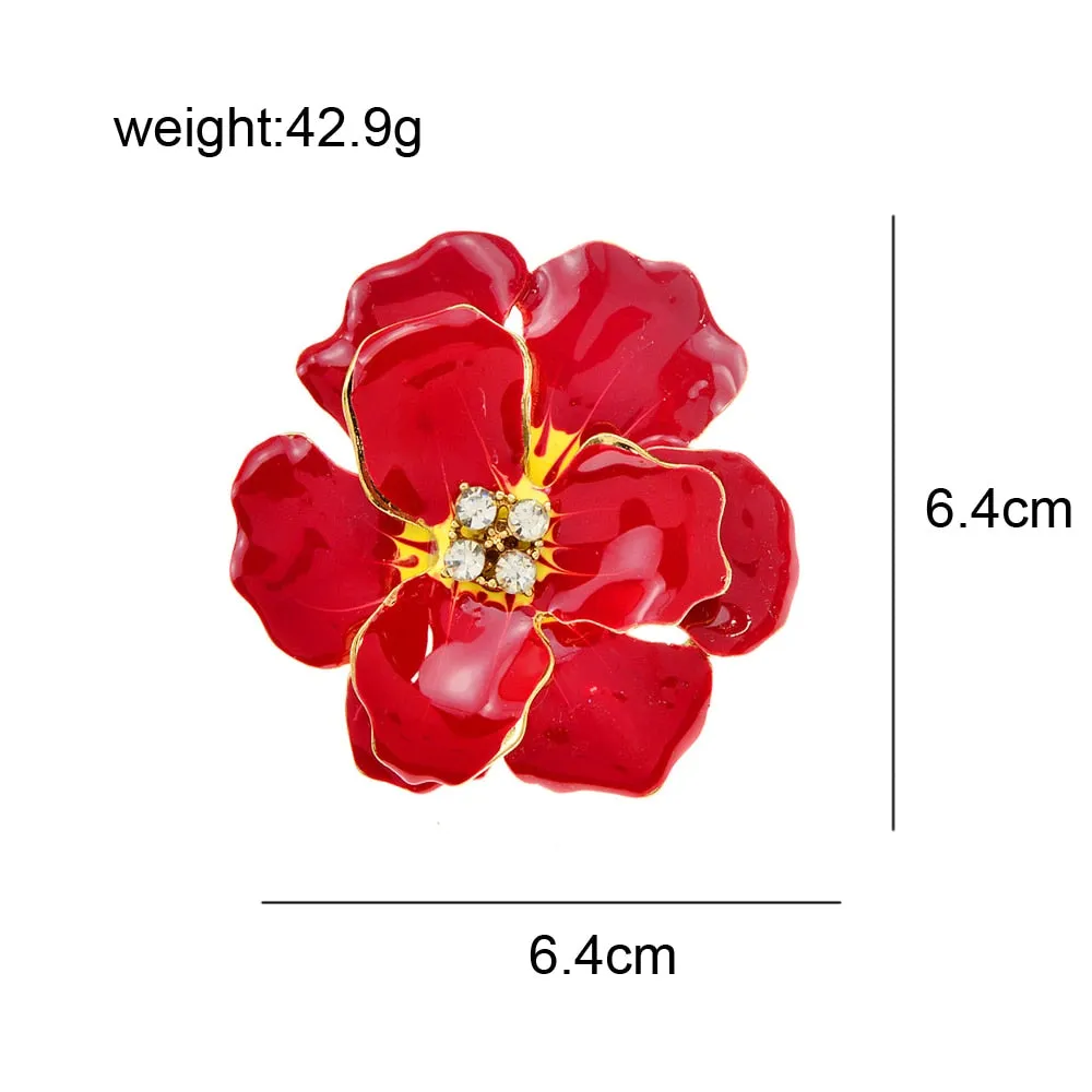 Beautiful Large Flower Brooches For Women Enamel Fashion Jewelry