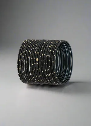 Black Glitter Spot Bangle Set
