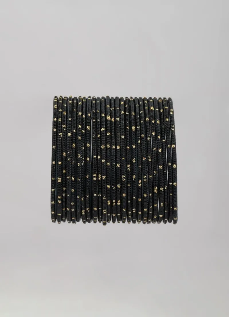 Black Glitter Spot Bangle Set