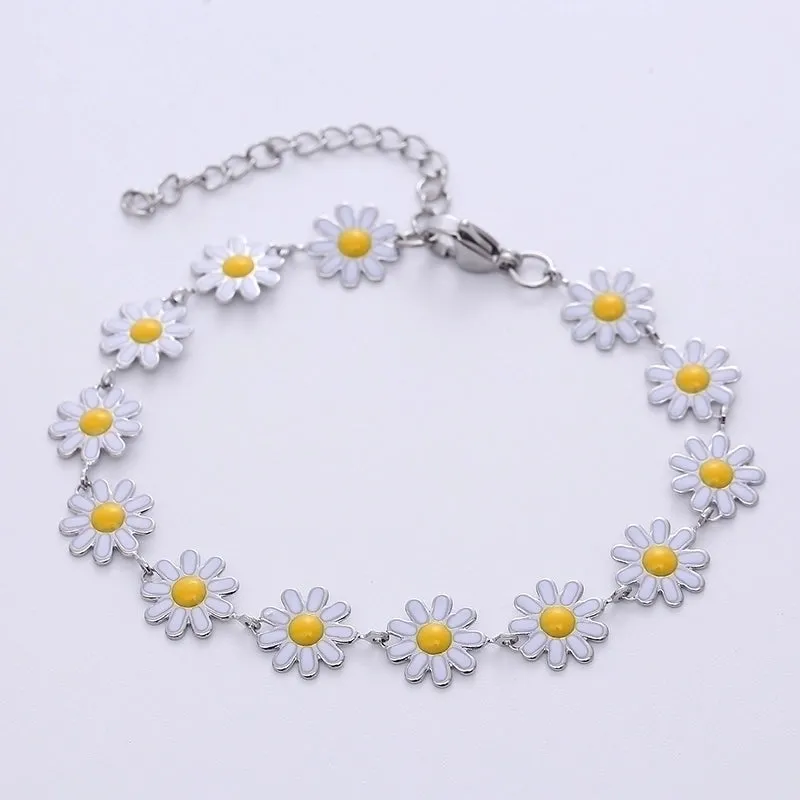 Bohemian Flower Stainless Steel Epoxy Bracelets