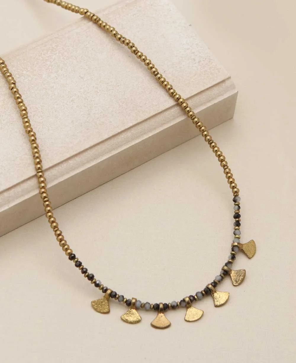 Brass and Glass Beaded Necklaces, Multiple Colors