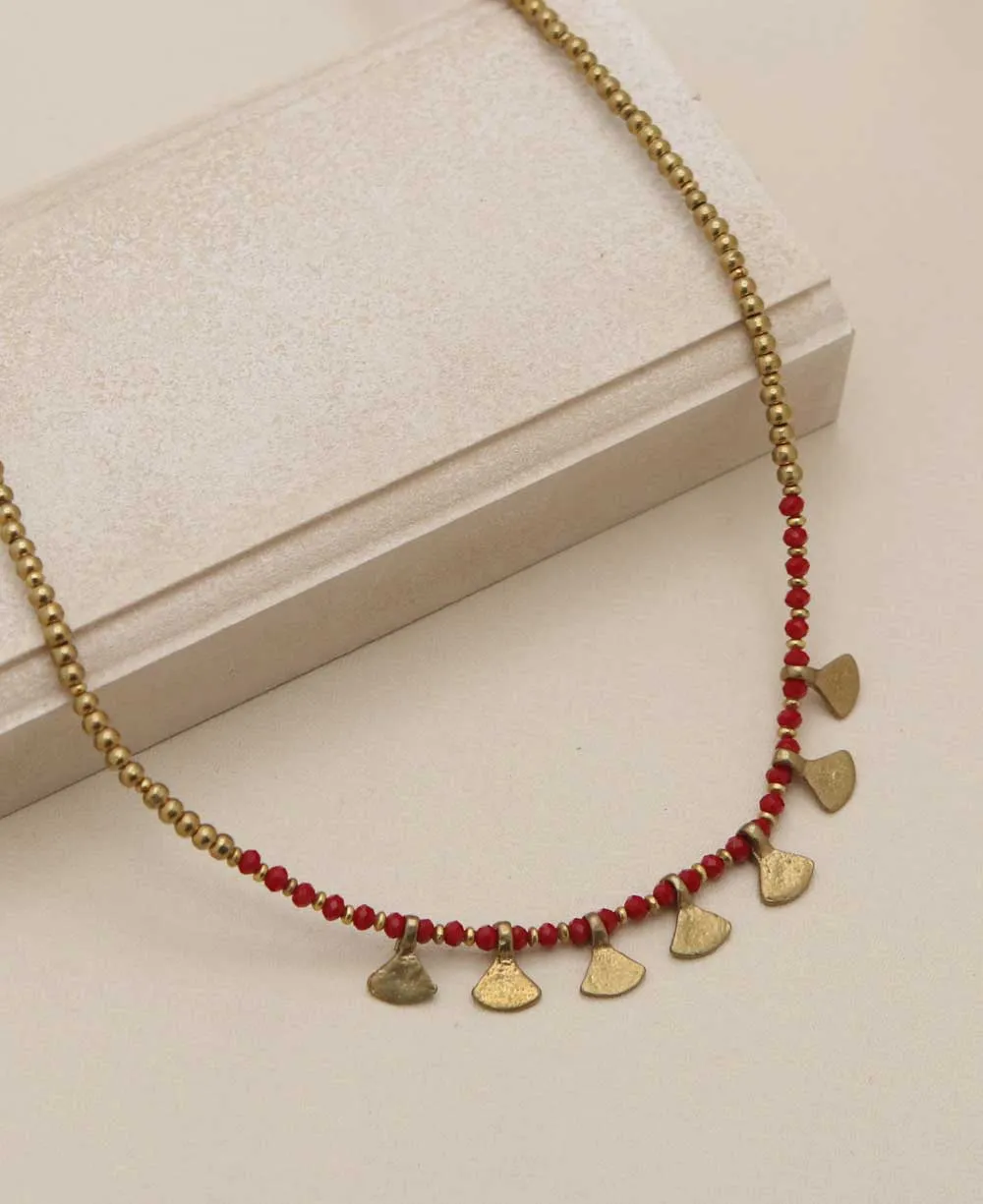 Brass and Glass Beaded Necklaces, Multiple Colors