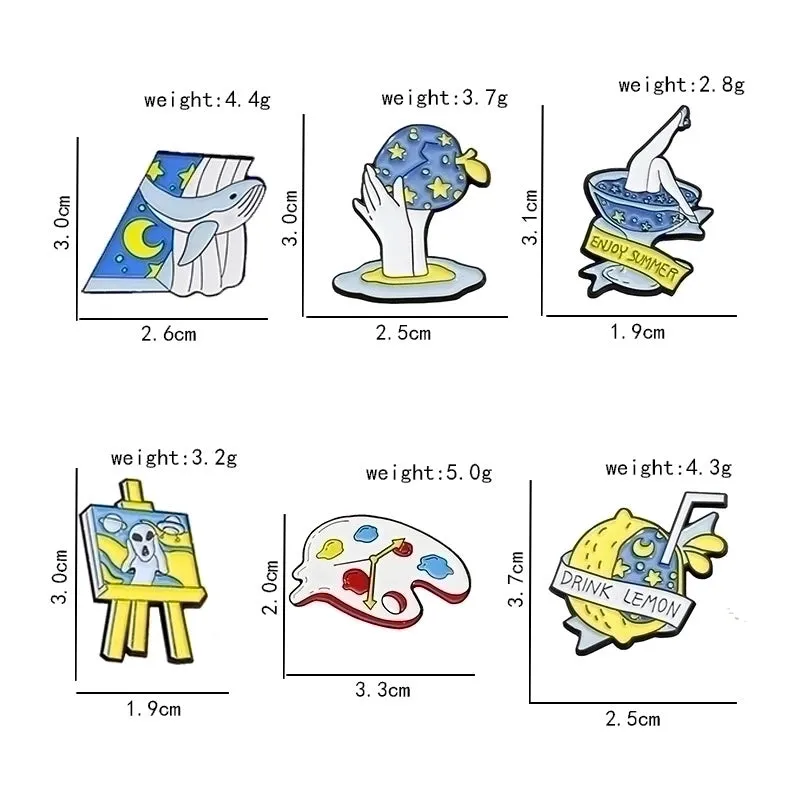 Cartoon Style Simple Style Pin Letter Starry Sky Shark Alloy Stoving Varnish Women'S Brooches