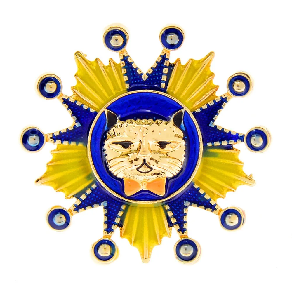 Cat Head Sun Style Brooches For Women Badges Bag Pin 2 Colors Available